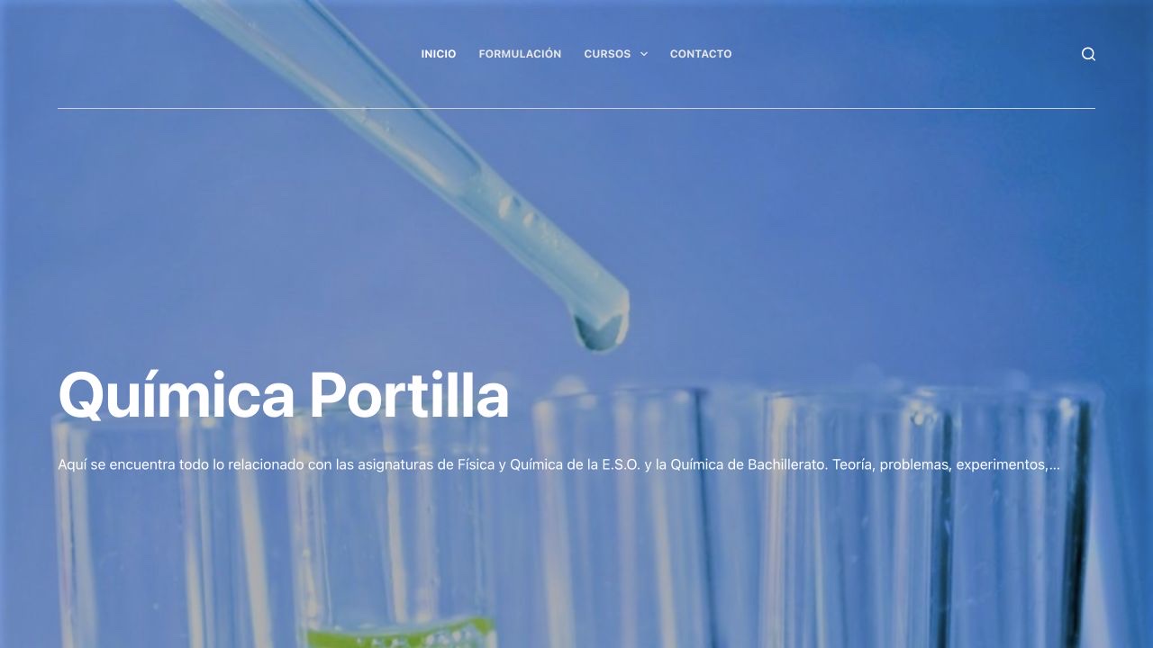 Portada de Química Portilla, web de recursos de Física y Química para ESO y Bachillerato